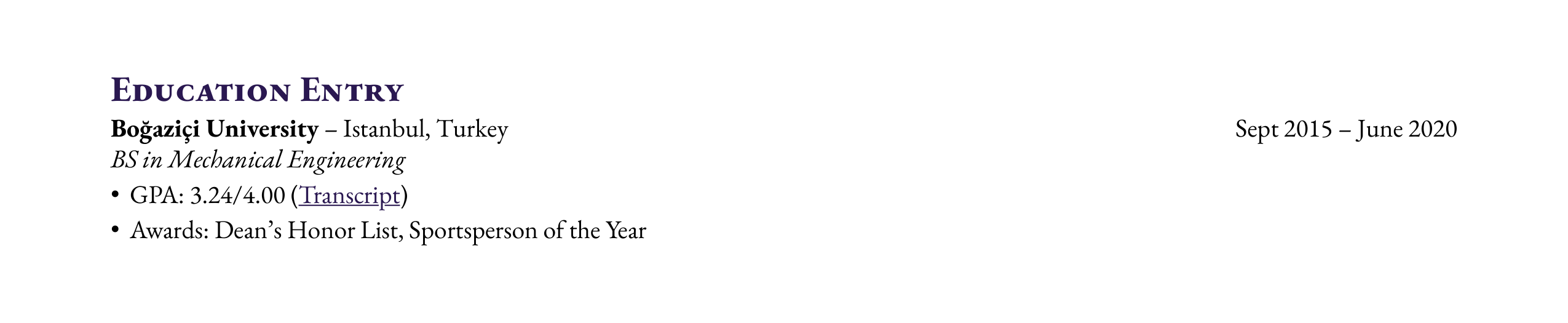 EducationEntry in ink